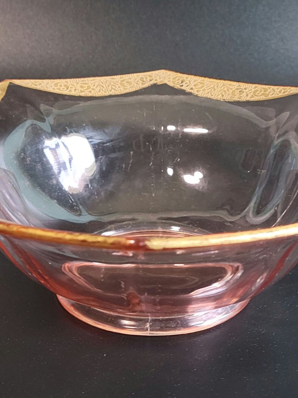 Vintage pink depression glass bowl